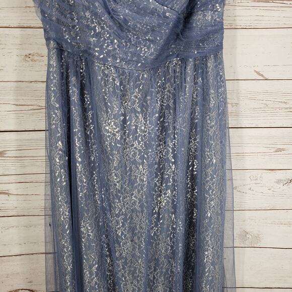 Dessy Collection Vivian Diamond Women's Tulle Lace Off Shoulder Dress Size 26 - Picture 3 of 14